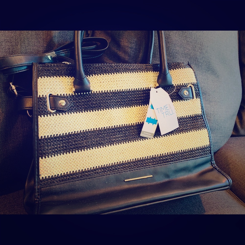 Time and Tru Cream and black handbag